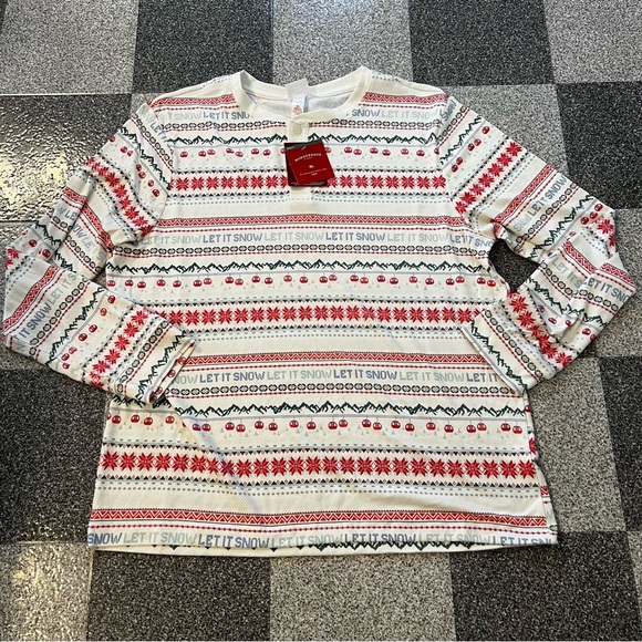NWT Wondershop Men's Festive Red and White Long Sleeve Pajama Shirt- XL - Picture 2 of 3